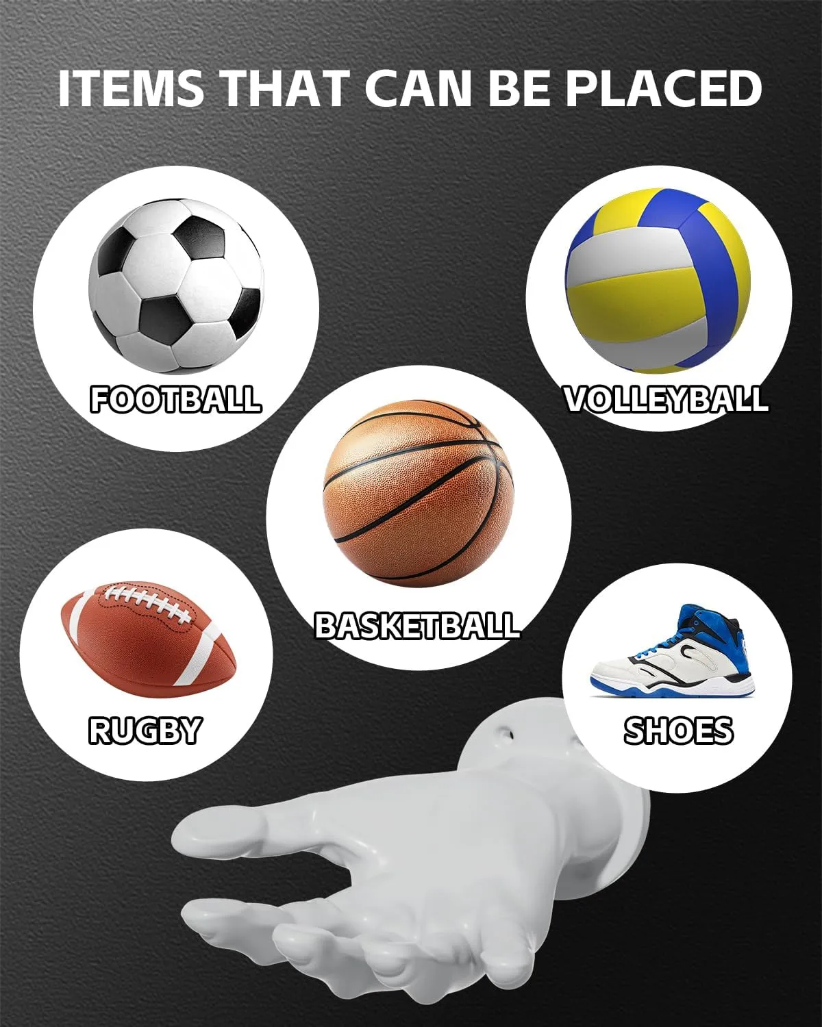 Wall Mount Basketball Holder,Ball Holder Wall Mount Football Wall Mount Hand Hanger for Basketball Football Soccer Baseball Shoes Gaming Headphone Room Decor Art Gifts for Boys Men Player-2PCS
