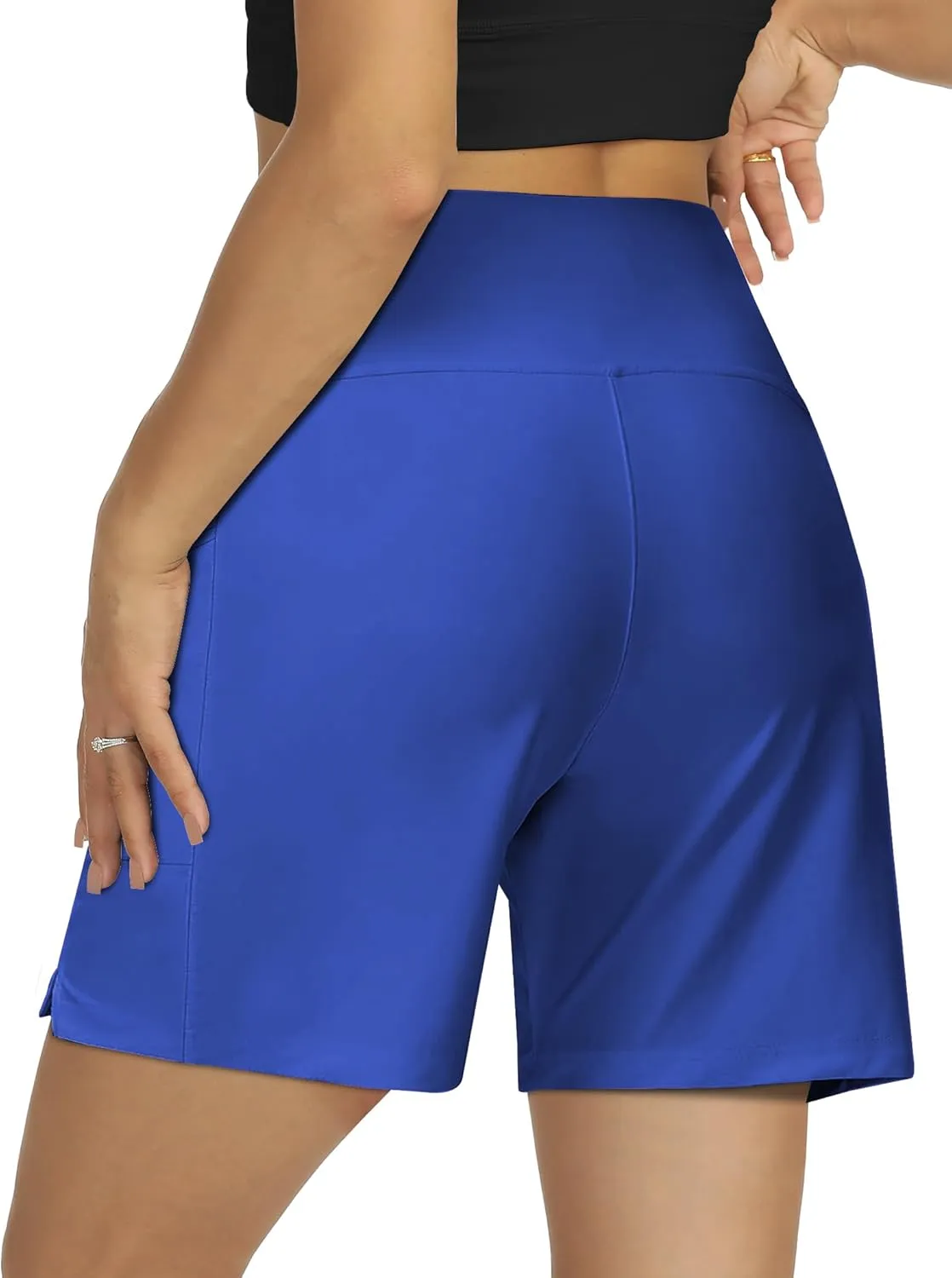 Women's 4" High-Waisted Swim Board Shorts with Liner and Pockets  Quick-Dry Beach & Swimming Shorts