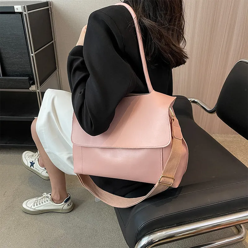 Women's Bag 2023 New Style Simple and Large Capacity Westernized Wide Shoulder Strap Fashion Versatile Shoulder Bag