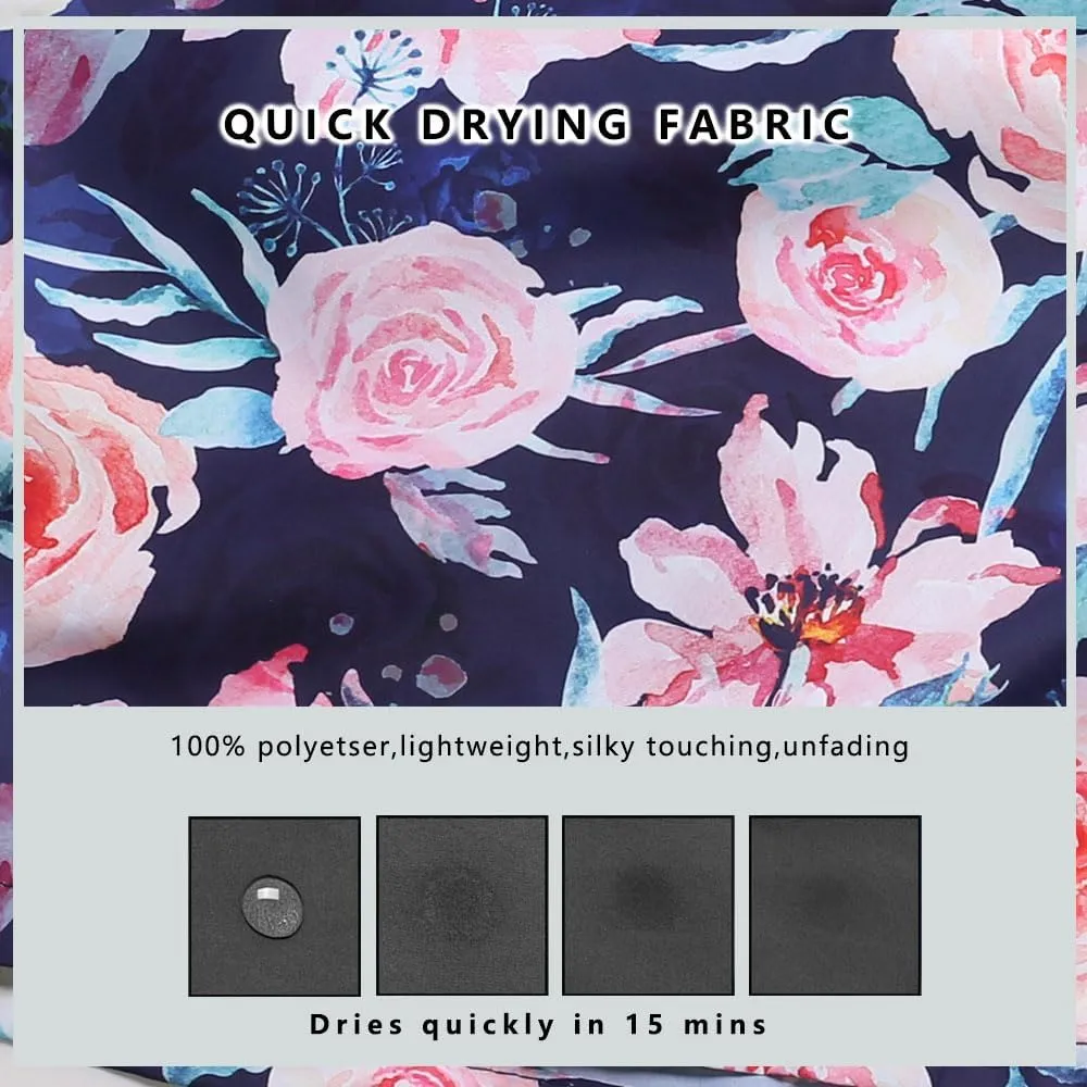 Womens Swim Trunks Print Shorts Women Beach Shorts  Quick-Dry Floral & Tropical Board Shorts with Pockets