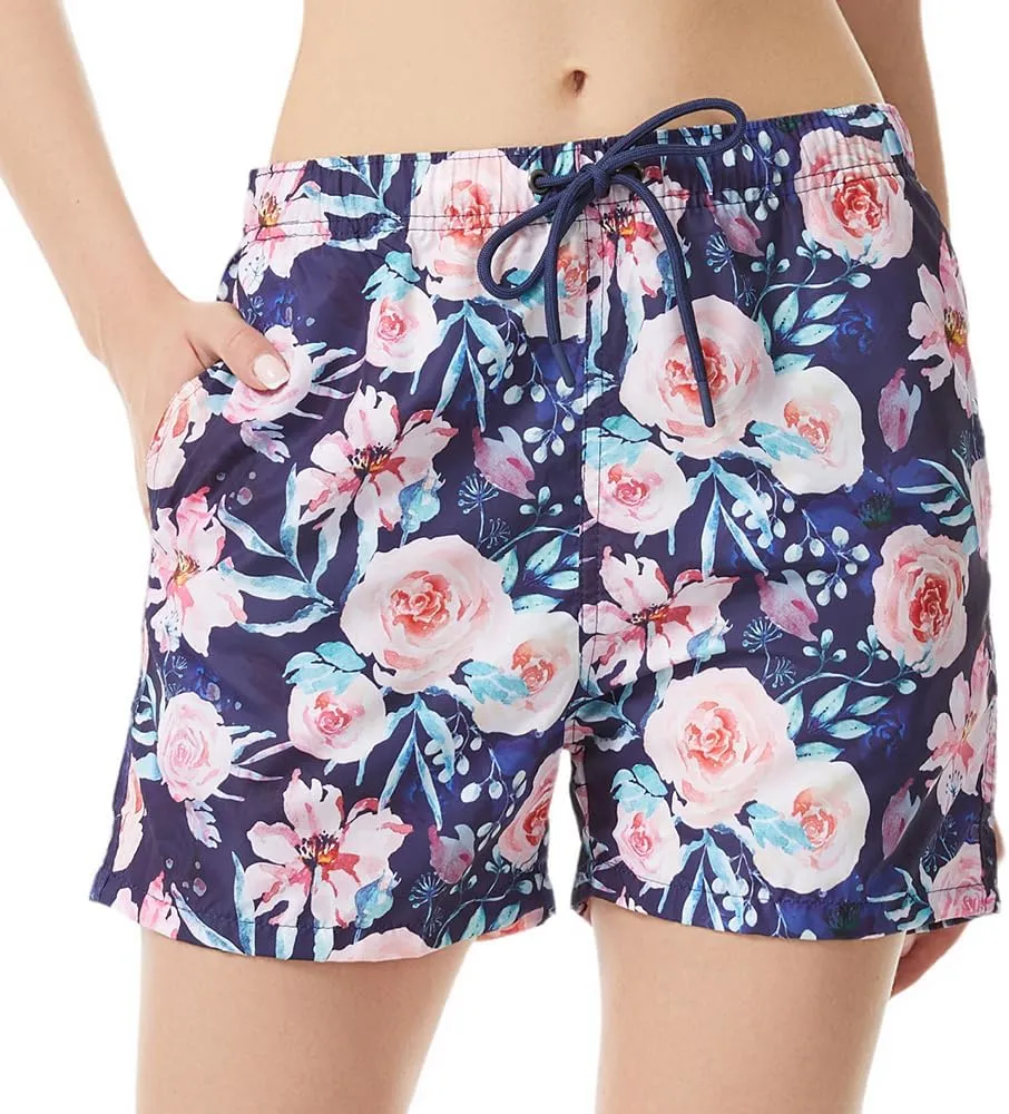 Womens Swim Trunks Print Shorts Women Beach Shorts  Quick-Dry Floral & Tropical Board Shorts with Pockets