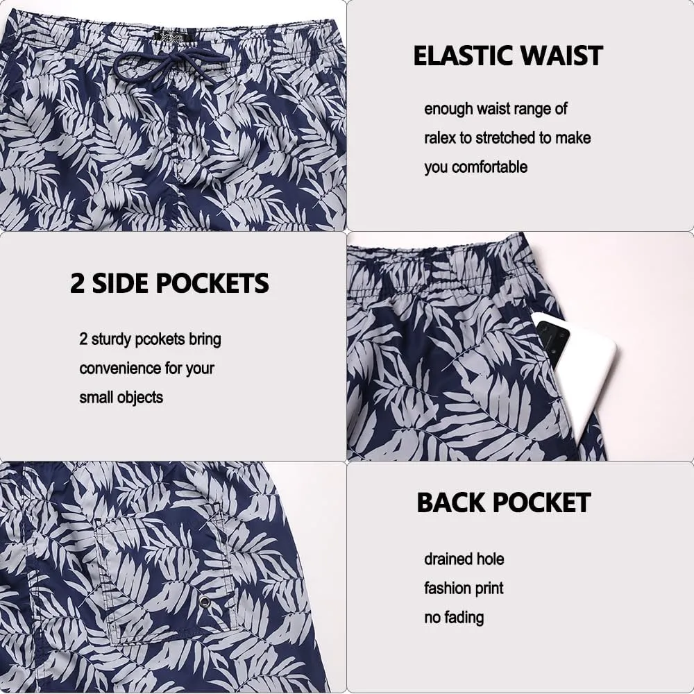 Womens Swim Trunks Print Shorts Women Beach Shorts  Quick-Dry Floral & Tropical Board Shorts with Pockets