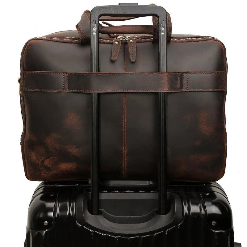 Woosir Mens Leather Briefcase Bag for 17 Inch Laptop