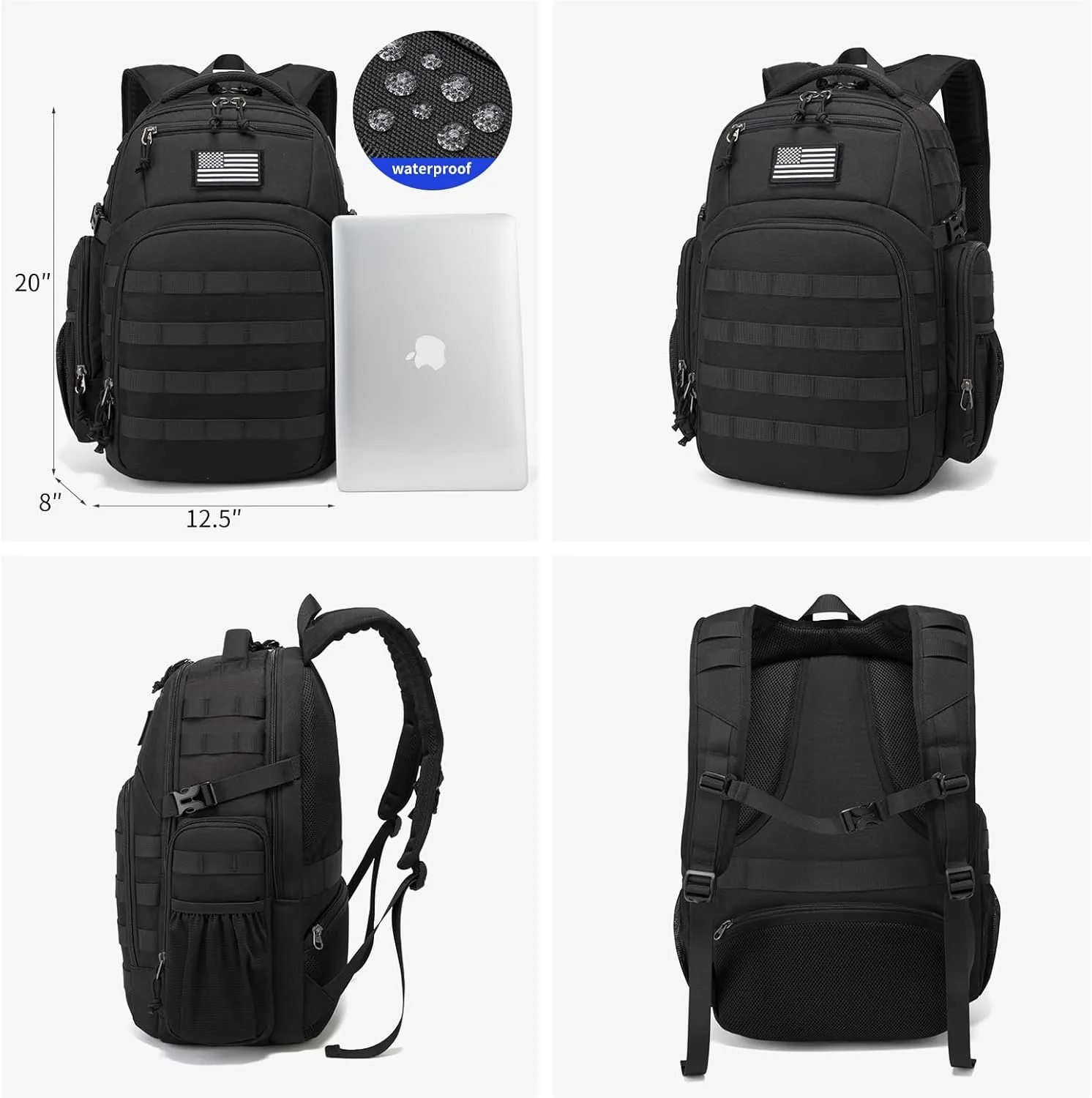 Wotony Military tactical backpack, backpack for men black small tactical assault bag
