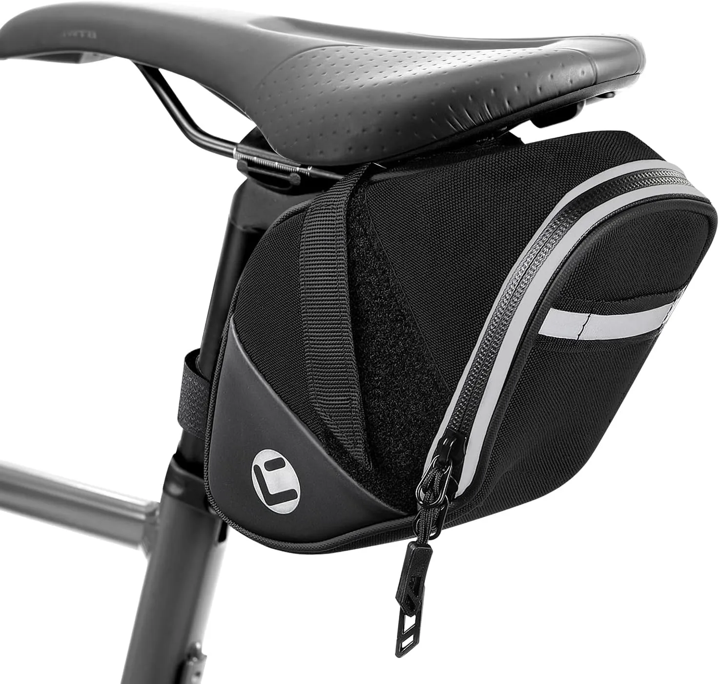 WOTOW Bike Saddle Bag - Waterproof Strap-on Bike Seat Bag - Reflective Bicycle Under Seat Storage Pouch for Road Mountain Bike Cycling Travel