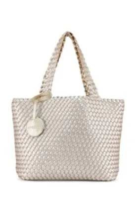 Woven Tote Bag - Platinum Silver