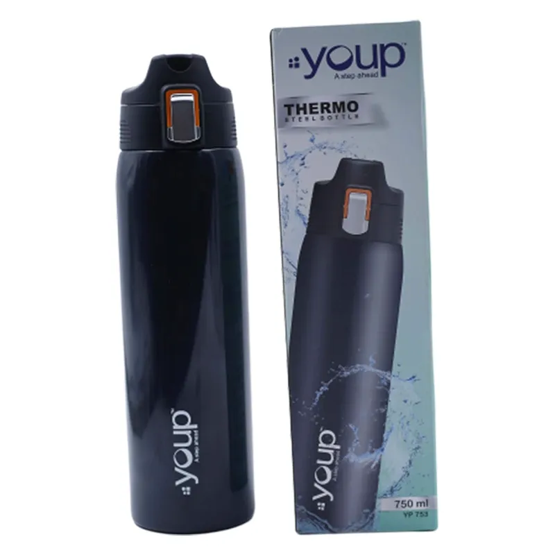 Youp Thermosteel Black Color Water Bottle ROYAL - 750 ml